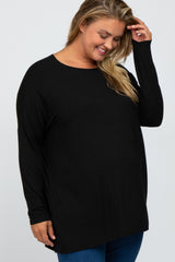 Black Long Dolman Sleeve Plus Maternity Top