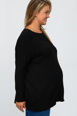Black Long Dolman Sleeve Plus Maternity Top