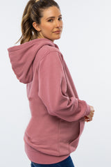 Mauve Oversized Maternity Hooded Sweatshirt