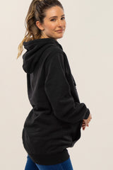 Black Oversized Maternity Hooded Sweatshirt