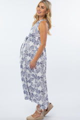 White Floral Empire Maternity Maxi Dress
