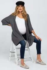 Charcoal Solid Knit Maternity Cardigan
