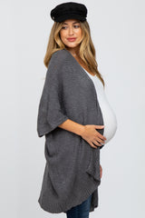 Charcoal Solid Knit Maternity Cardigan