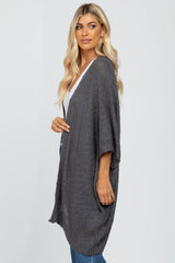 Charcoal Solid Knit Cardigan