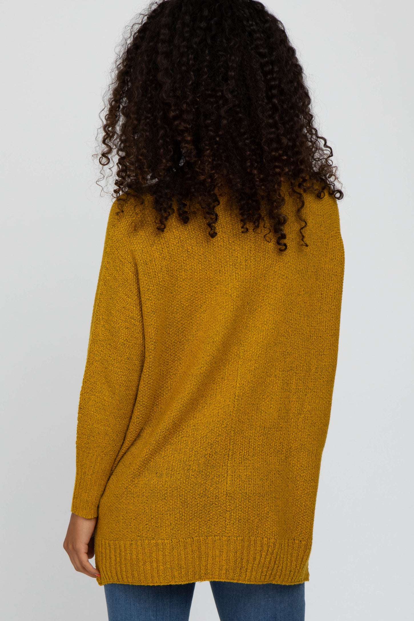 Mustard V-Neck Side Slit Sweater