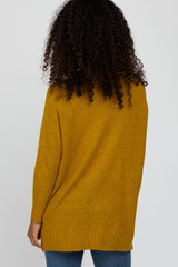 Mustard V-Neck Side Slit Sweater