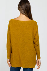 Mustard V-Neck Side Slit Maternity Sweater