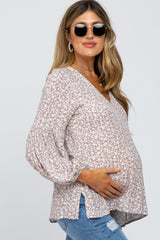Mauve Floral Long Sleeve Maternity Top