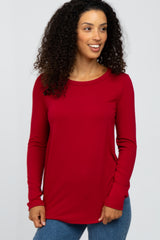 Red Basic Long Sleeve Top