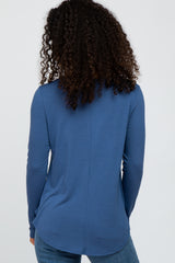 Blue Basic Long Sleeve Top