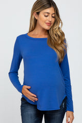 Royal Blue Basic Maternity Long Sleeve Top