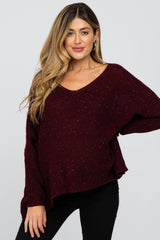 Plum Speckled Oversized Maternity Sweater