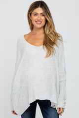 White Speckled Oversized Maternity Sweater