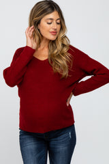 Burgundy Knot Back Maternity Sweater
