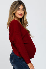 Burgundy Knot Back Maternity Sweater