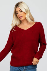 Burgundy Knot Back Sweater