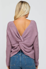 Lavender Knot Back Sweater