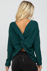Teal Knot Back Sweater