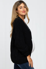 Black Oversized Bubble Sleeve Maternity Cardigan