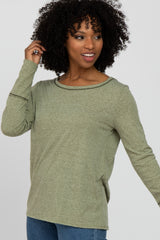 Olive Heathered Long Sleeve Top
