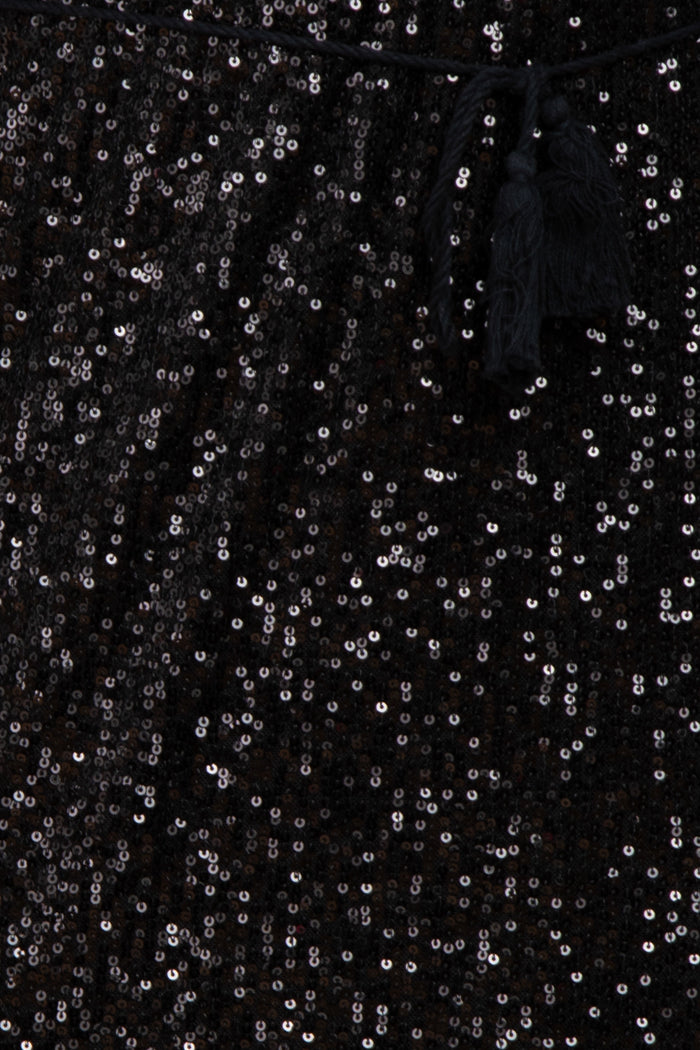 Black Sequin Short Sleeve Maxi Dress