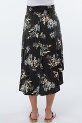 Charcoal Floral Smocked Maternity Midi Skirt