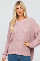 Light Pink Dropped Shoulder Sweater