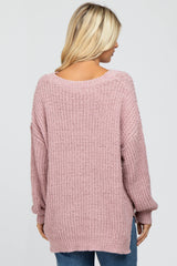 Light Pink Dropped Shoulder Sweater