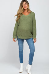 Olive Dropped Shoulder Maternity Sweater
