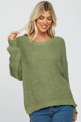 Olive Dropped Shoulder Sweater