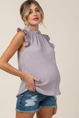 Blue Distressed Petite Maternity Denim Shorts