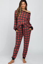 Red Plaid Maternity Pajama Set