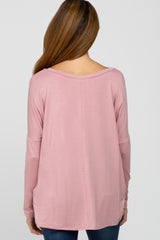 Light Pink V-Neck Maternity Top