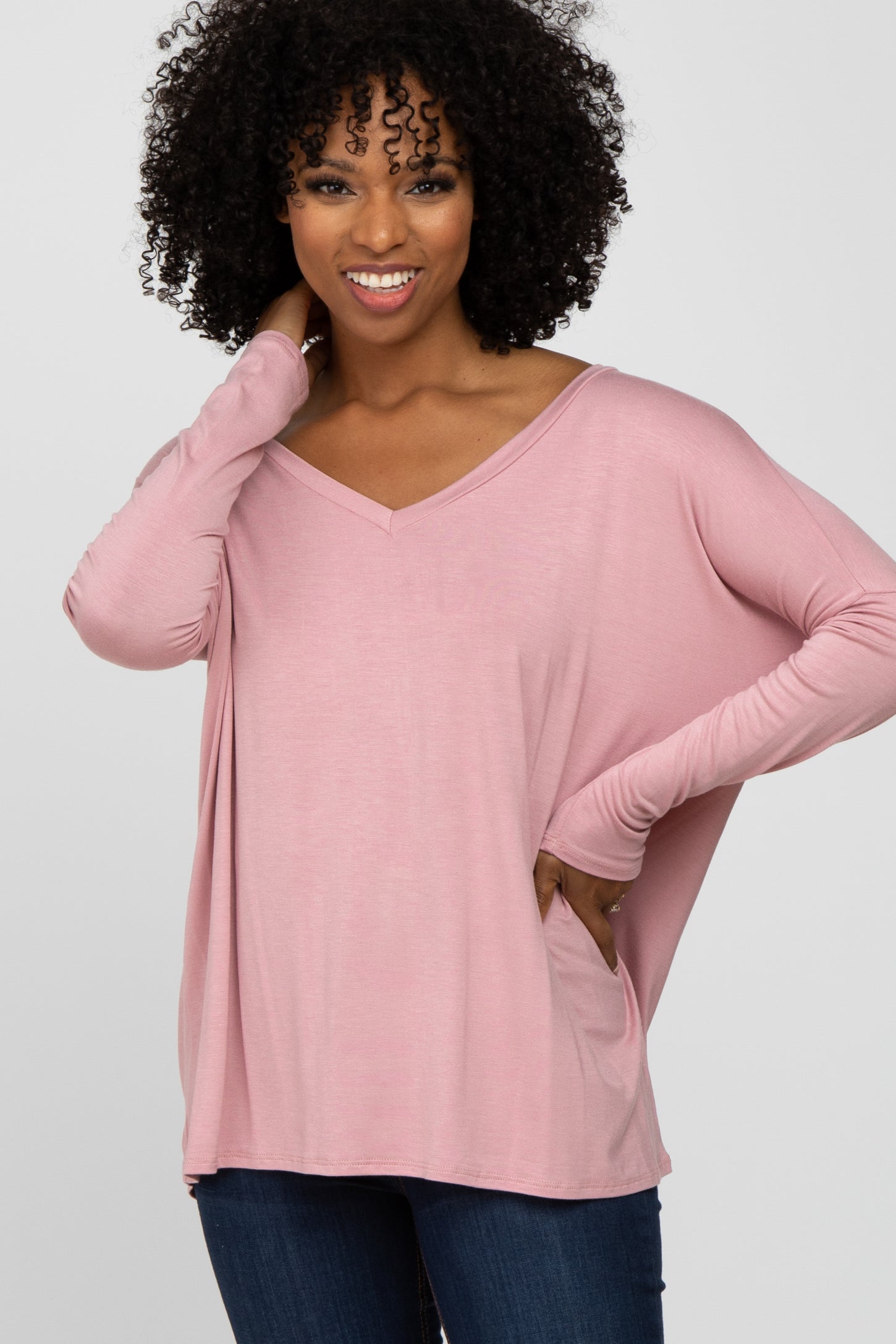 Light Pink V-Neck Top