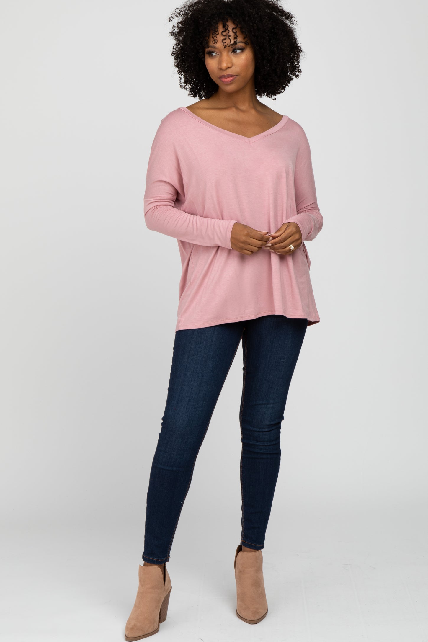 Light Pink V-Neck Top