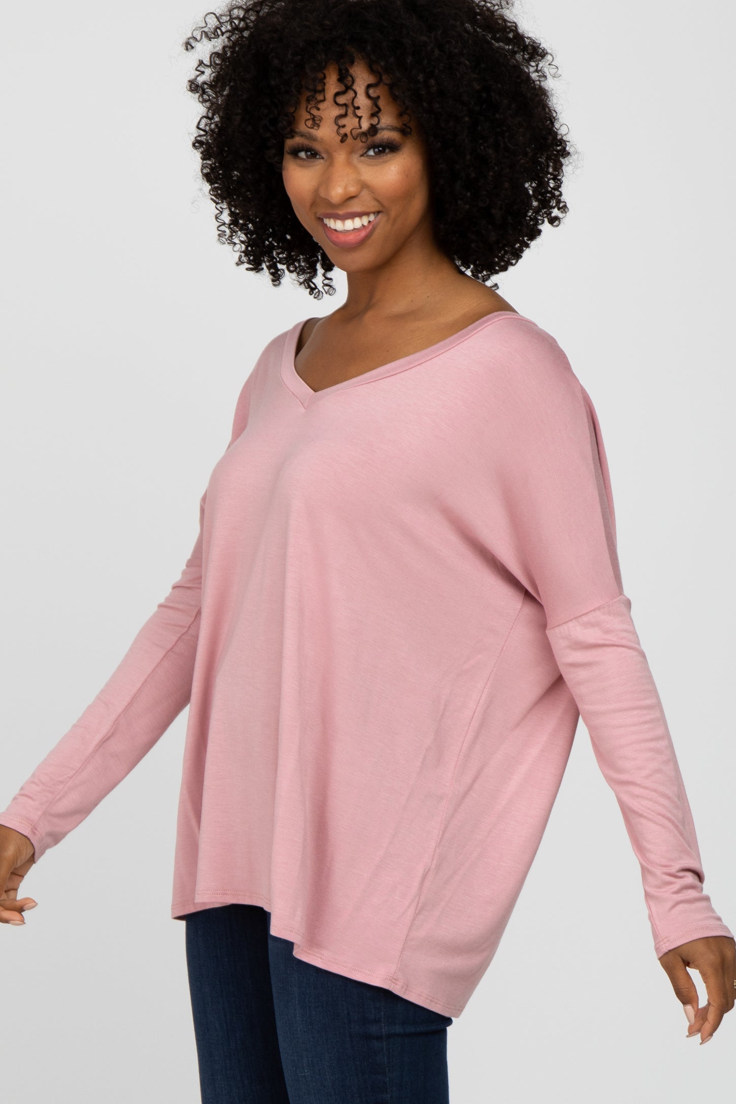 Light Pink V-Neck Top