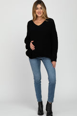 Black Soft Chunky Knit Maternity Sweater