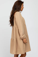 Taupe Long Sleeve Tiered Dress