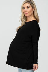 Black Wide Neck Maternity Long Sleeve Top