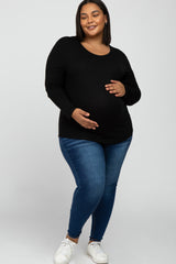 Black Long Sleeve Maternity Plus Top