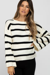 Cream Striped Bell Sleeve Maternity Sweater