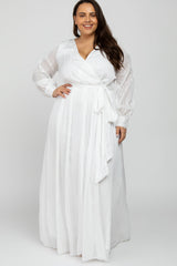 White Sparkle Chiffon Plus Maternity Maxi Dress
