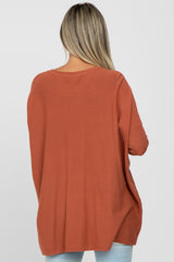 Rust Pocketed Dolman Sleeve Maternity Top