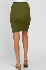 Olive Rib Knit Maternity Skirt