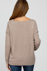 Mocha V-Neck Maternity Sweater