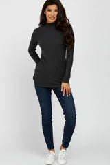 Forest Green Ribbed Long Sleeve Mock Neck Top