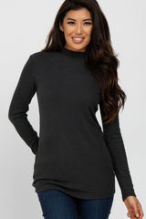 Forest Green Ribbed Long Sleeve Mock Neck Top