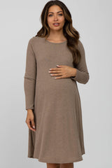 Taupe Knit Basic Maternity Dress