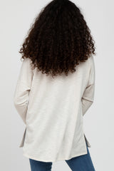 Ivory Heathered Hi-Low Long Sleeve Top