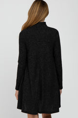 Black Brushed Mock Neck Maternity Dress